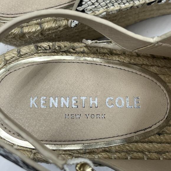 Kenneth Cole Wedge Snakeskin Espadrille Sandals Women's 9.5M Open Toe Slingback - Picture 12 of 15
